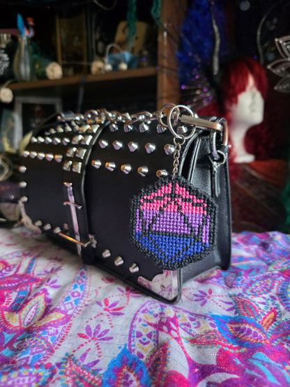 Large Pride D-20 Cross Stitch Keychain
