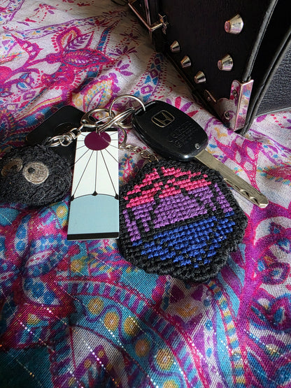 Large Pride D-20 Cross Stitch Keychain