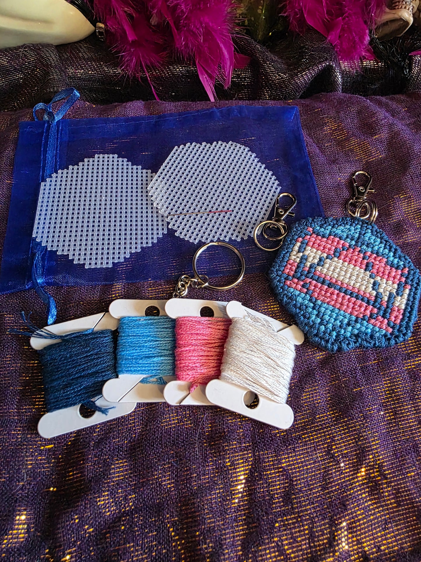 Large Pride D-20 Cross Stitch Keychain
