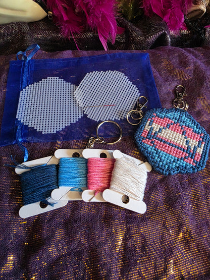 Large Pride D-20 Cross Stitch Keychain