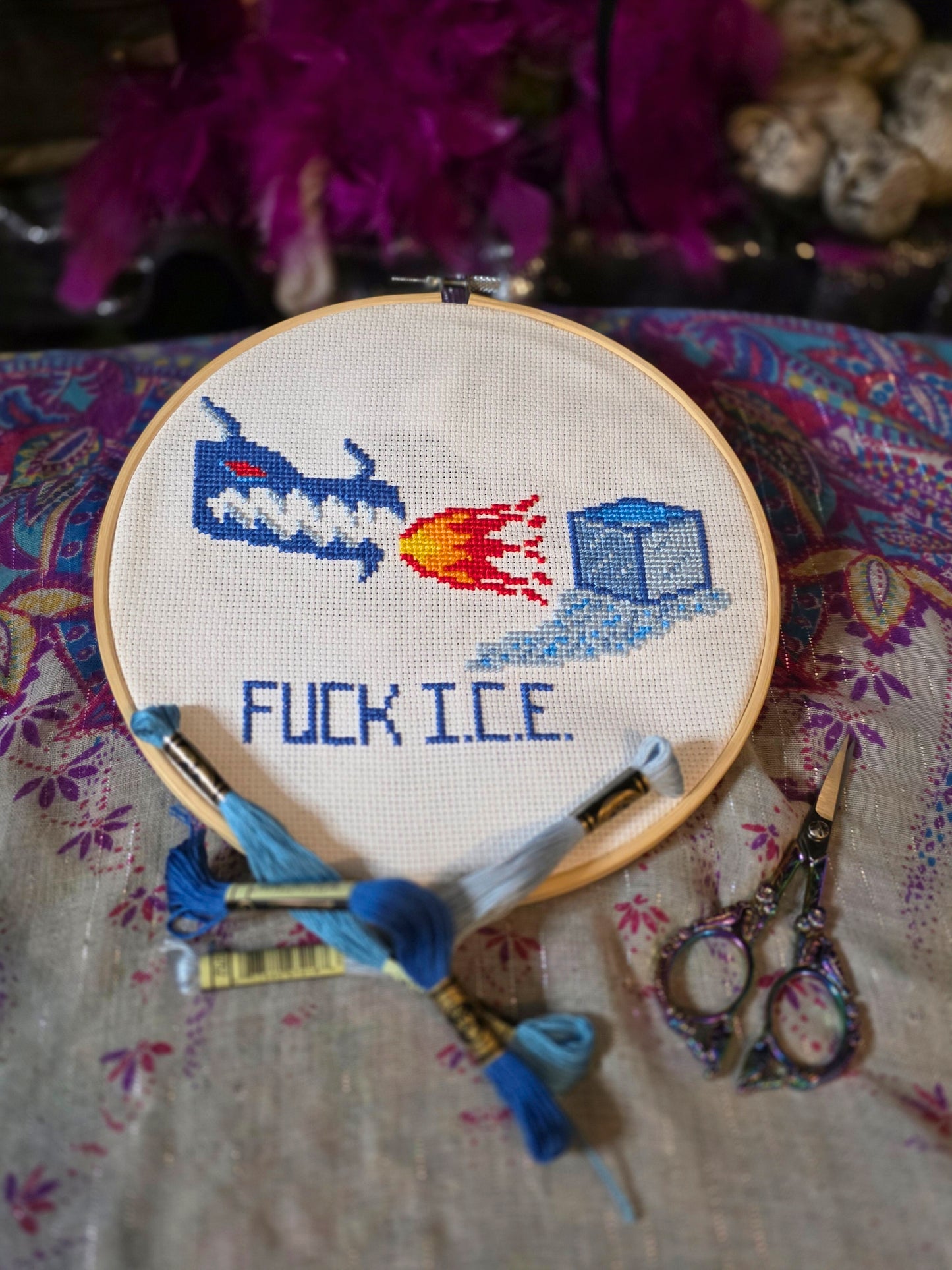 Fuck I.C.E. Cross Stitch Pattern