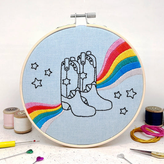 Rainbow Boots Large Embroidery Kit