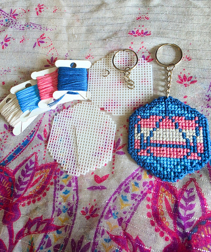 Large Pride D-20 Cross Stitch Keychain